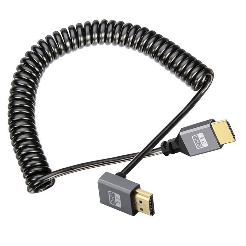 chenyang HDMI Stretch Coiled Cable HDMI 1.4 Type A Male to Male 4K 60hz 90 Degree UP Angled Extension Cable - Image 1